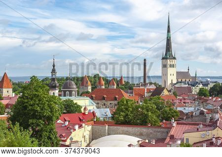 St. Olav's Church Tower And Tallinn Walls, Estonia