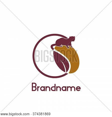 Civet Coffee Logo, A Unique Logo With The Concept Of Civet Design On Top Of Coffee Beans, With A Cir