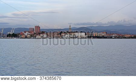 Koper, Slovenia - October 14, 2014:  Waterfront Cityscape At Adriatic Sea In Koper, Slovenia.