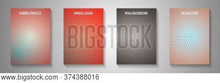 Dynamic Dot Screen Tone Gradation Front Page Templates Vector Kit. Industrial Brochure Faded Screen 