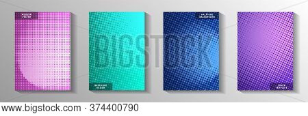 Trendy Dot Faded Screen Tone Cover Templates Vector Series. Corporate Notebook Perforated Screen Ton