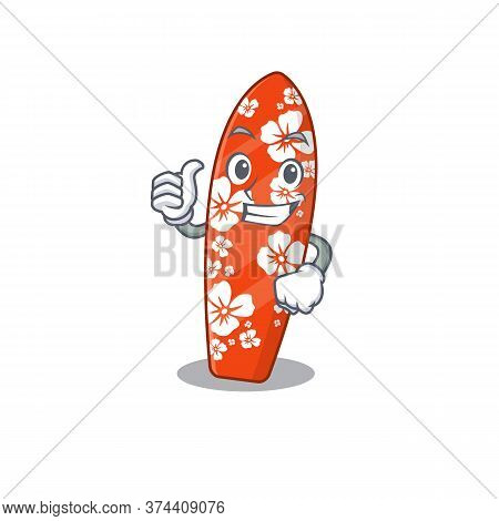 Surfboard Cartoon Picture Design Showing Ok Finger Pose