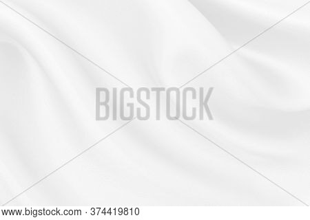 White Fabric Cloth Texture For Background And Design Art Work, Beautiful Crumpled Pattern Of Silk Or
