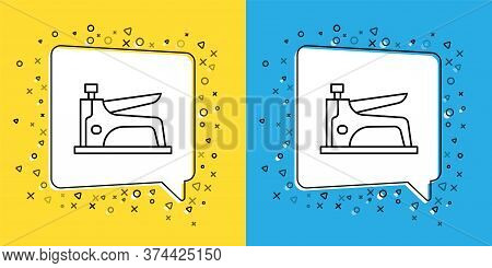 Set Line Construction Stapler Icon Isolated On Yellow And Blue Background. Working Tool. Vector Illu