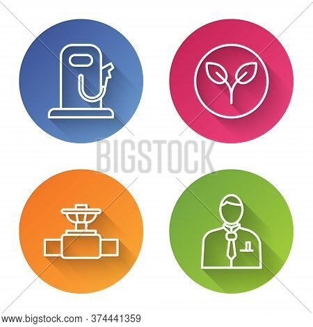 Set Line Petrol Or Gas Station, Bio Fuel, Industry Pipe And Valve And Businessman Or Stock Market Tr