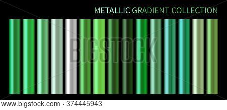 Metallic Neon Green Chrome Gradient Vector Colorful Palette Set