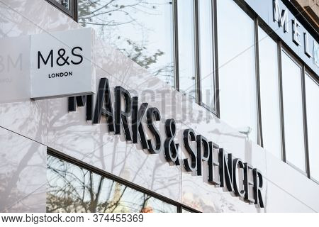 Prague, Czechia - November 1, 2019: Marks And Spender Logo In Front Of Their Store For Prague. Mars 