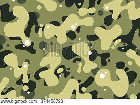 Vivid Green Camouflage Cartoon Seamless Pattern  Background Texture.