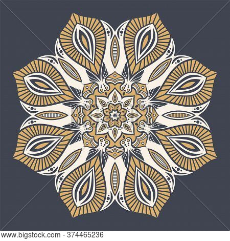 Mandala. Decorative Round Ornament. Isolated On Drark Background. Arabic, Indian, Ottoman Motifs. Fo