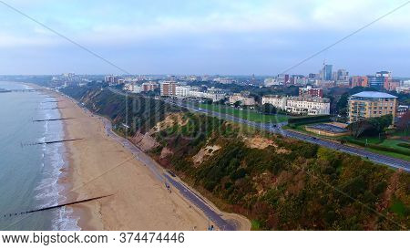 Bournemouth Beach And Pier In England -aerial Photography