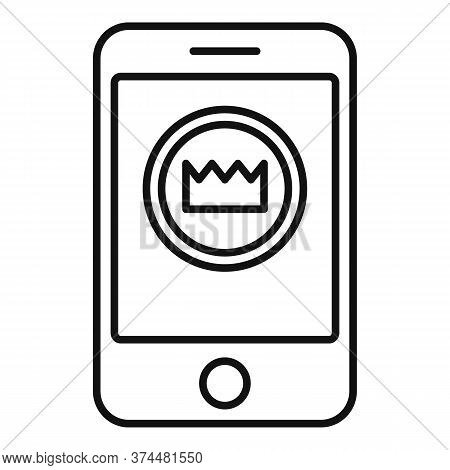 Smartphone Video Game Gold Crown Icon. Outline Smartphone Video Game Gold Crown Vector Icon For Web 