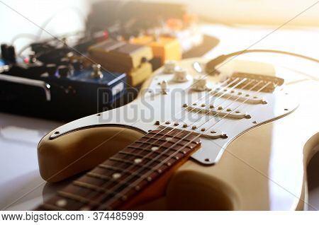 Electric Guitar  And Effect, Electric Guitar,used To Play Music And Notes, For Sing A Song, Macro Ab