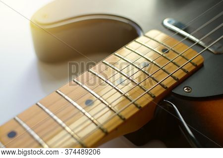 Electric Guitar, Used To Play Music And Notes, For Sing A Song, Macro Abstract.