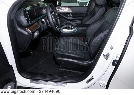 Novosibirsk/ Russia - April 28 2020: Mercedes-benz Gle -class,prestige Car Interior With Dashboard, 