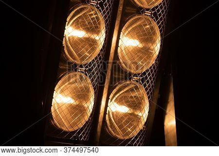 Lighting Ramp With Powerful Spotlights For Creating Artificial Lighting When Working In The Theater,