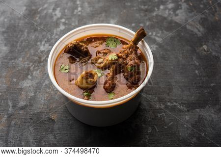 Mutton Masala Curry In Plastic Container For Home Delivery