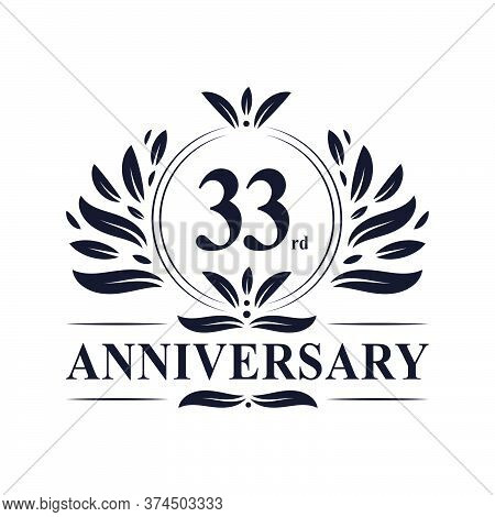 33rd Anniversary Celebration, Luxurious 33 Years Anniversary Logo Design.