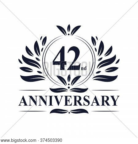 42nd Anniversary Celebration, Luxurious 42 Years Anniversary Logo Design.