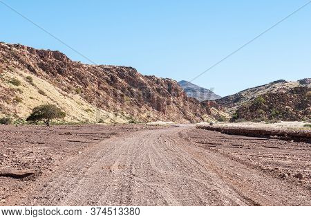 Road C39 Passing Through The Huab River In Damaraland, Namibia