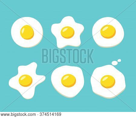 Fried Egg, Top View Cartoon Drawing, Vector Design.