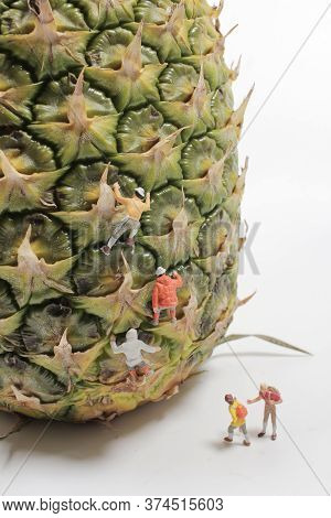 A Mini Figure Roller Skating On Thepineapple