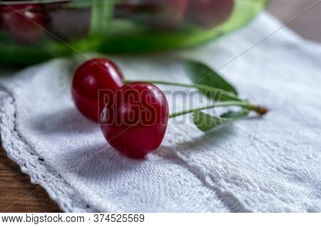 New Harvest Of Red Ripe Juicy Sour Cherry Or Kriek Berry