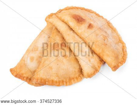 Belyash (beliash), meat pie isolated on white background