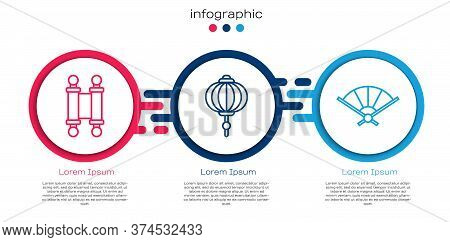 Set Line Decree, Paper, Parchment, Scroll, Chinese Paper Lantern And Paper Chinese Folding Fan. Busi