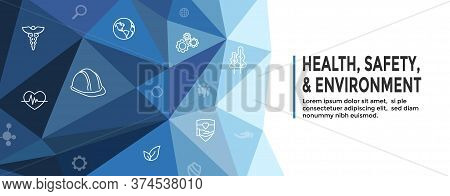 Health Safety And Environment Icon Set & Web Header Banner
