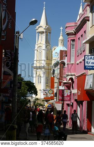 Ilheus, Bahia / Brazil - March 26, 2012: View Of San Sebastian Cathedral In The City Of Ilheus, In S