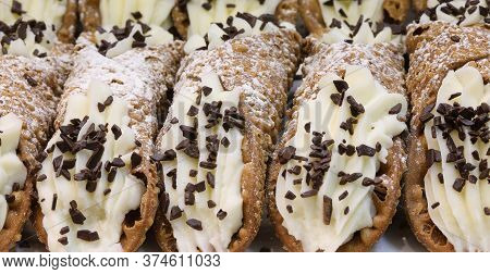 Many Pastrie With Chocolate For Sale In The Pastry Shop