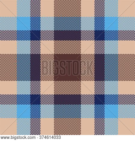 Pixel Background Vector Design. Modern Seamless Pattern Plaid. Square Texture Fabric. Tartan Scottis