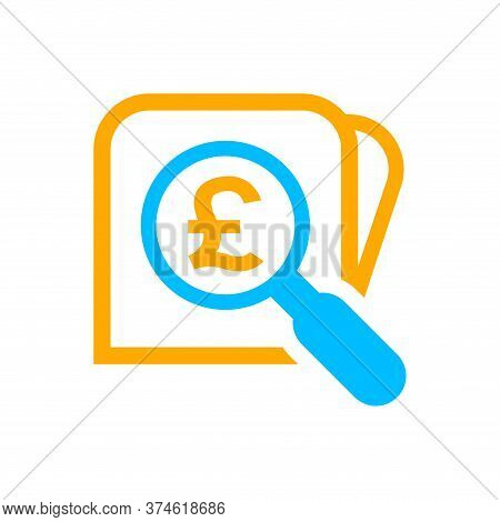 Magnifying Glass With Pound Currency Money Search Icon, Pound Coin With Magnifying Glass For Button 