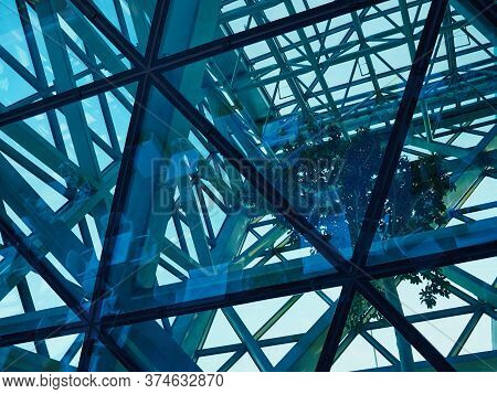 Modern Design Glass And Metal Truss Roof Structure Great Architecture And Constrcution Background Im