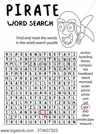 Work Search Puzzle With Little Coloring Pirate For Children Stock Vector Illustration. International