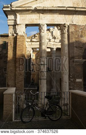 Historic Portico D'ottavia In The Ghetto Of Rome