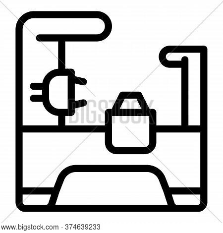 Factory Lathe Icon. Outline Factory Lathe Vector Icon For Web Design Isolated On White Background