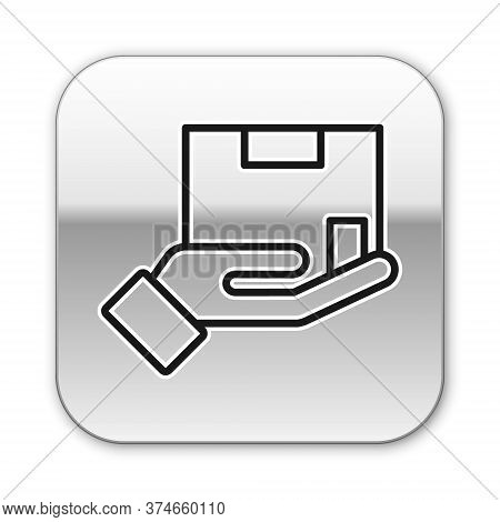 Black Line Delivery Insurance Icon Isolated On White Background. Insured Cardboard Boxes Beyond The 