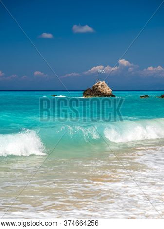 Avali beach in Lefkada Greece at sunset