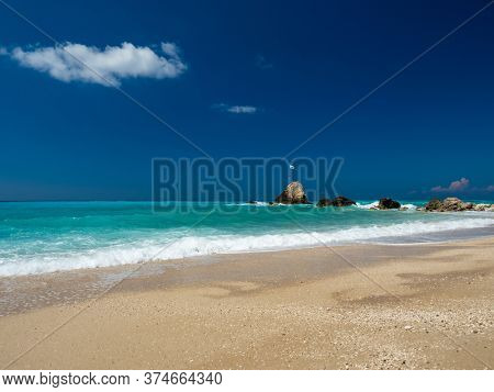 Avali beach in Lefkada Greece at sunset