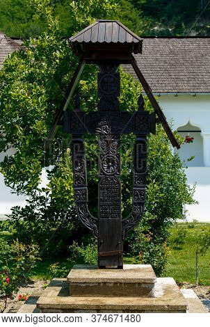 Surpatele, Valcea, Romania - July 02, 2020:  Crucifix Built In Memory Of The Heroes Tudor Vladimires