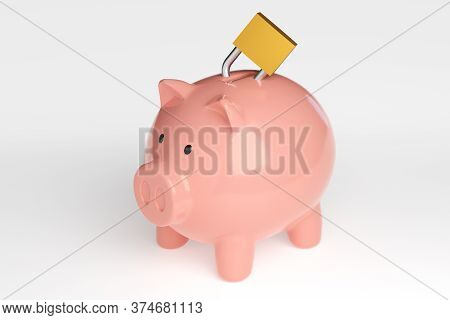 Piggy Bank With A Padlock. Secure Your Savings.