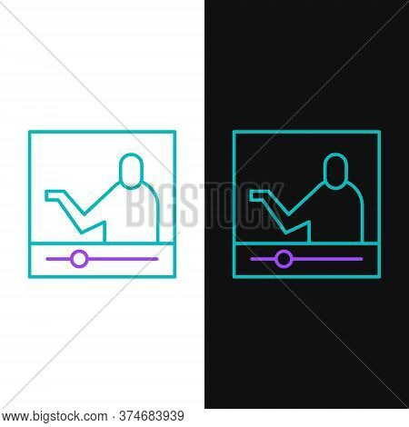 Line Online Education And Graduation Icon Isolated On White And Black Background. Online Teacher On 