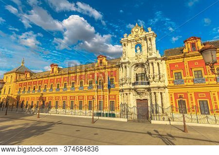 Seville, Andalusia, Spain - April 18, 2016: Palace Of San Telmo, Seat Of Presidency Of Andalusian Go