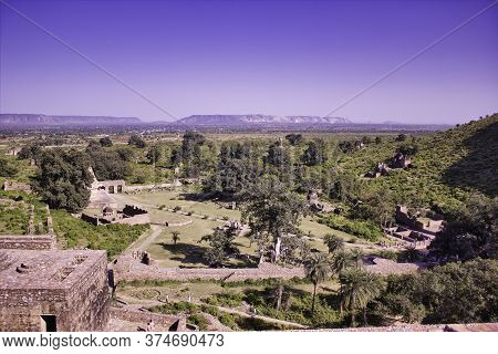 Rajasthan, India - October 06, 2012: Landscape Of A Surrounding Of Abandoned Cursed Ruined Fort In A