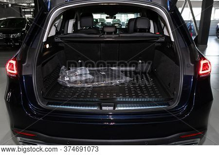 Novosibirsk/ Russia - April 21 2020:  Mercedes Benz Gle-class, Luxury Car Boot With Folded Seats