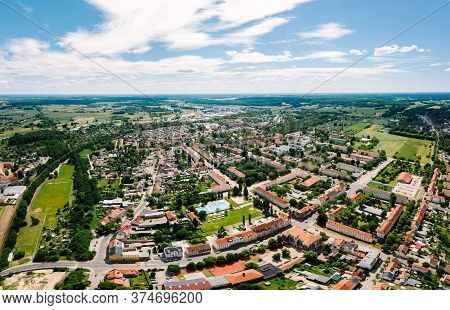 Aerial Cityscape Photo Of German Polish Town Guben Or Gubin