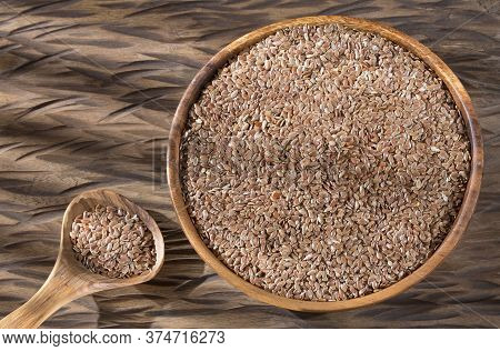 Linseed Organic Seeds - Linum Usitatissimum. Text Space