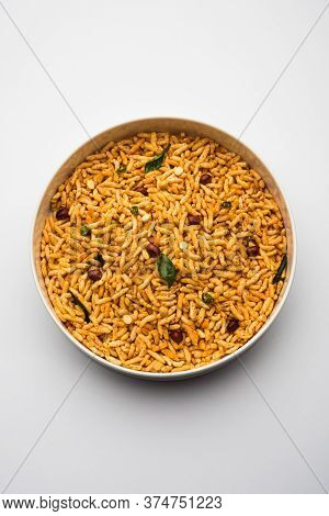 Puffed Rice Chivda Or Maharashtrial Bhadang Chiwda Served In A Plate