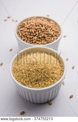 Raw Broken Wheat Or Daliya Or Dalia, Selective Focus
